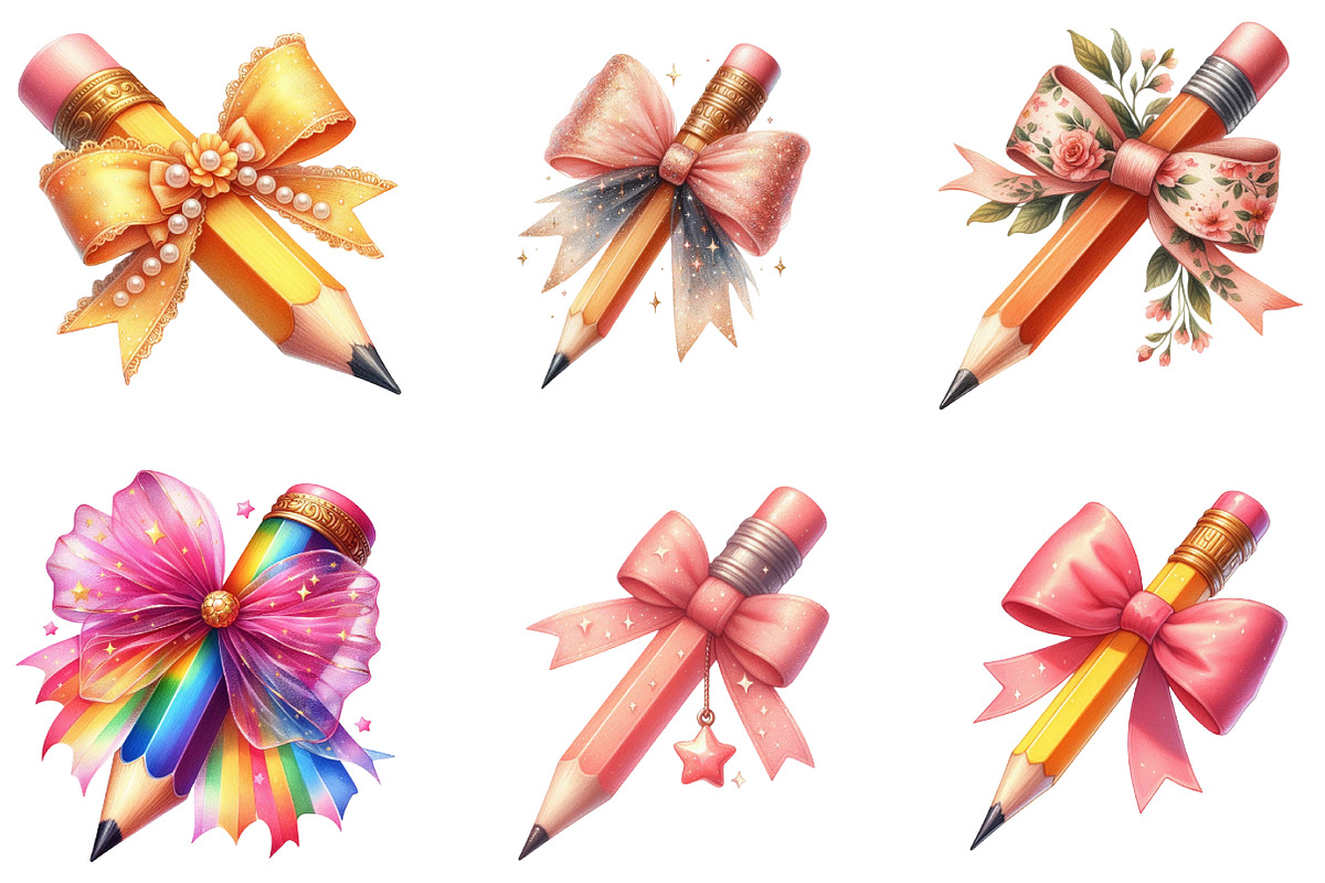 Colorful Coquette Pencil School Clip, an Illustration by DreamArtGraphic (Photo 2 of 5)