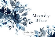 Blue Indigo Watercolor Flowers, an Illustration by Feather Grace Designs (Thumbnail 1 of 3)