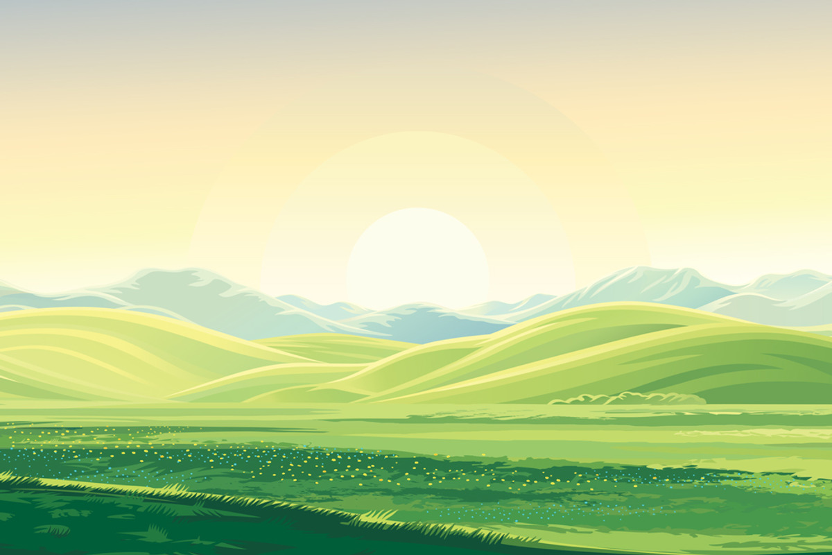 Summer landscape in panoramic format, a Seasonal Illustration by Countryside life (Photo 4 of 9)