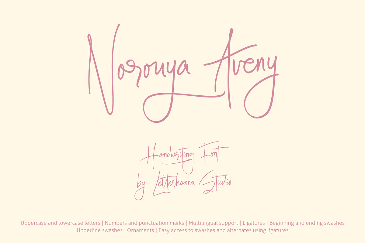 Norouya Aveny Handwritten Font, a Script Font by Letterhanna Studio (Photo 1 of 15)