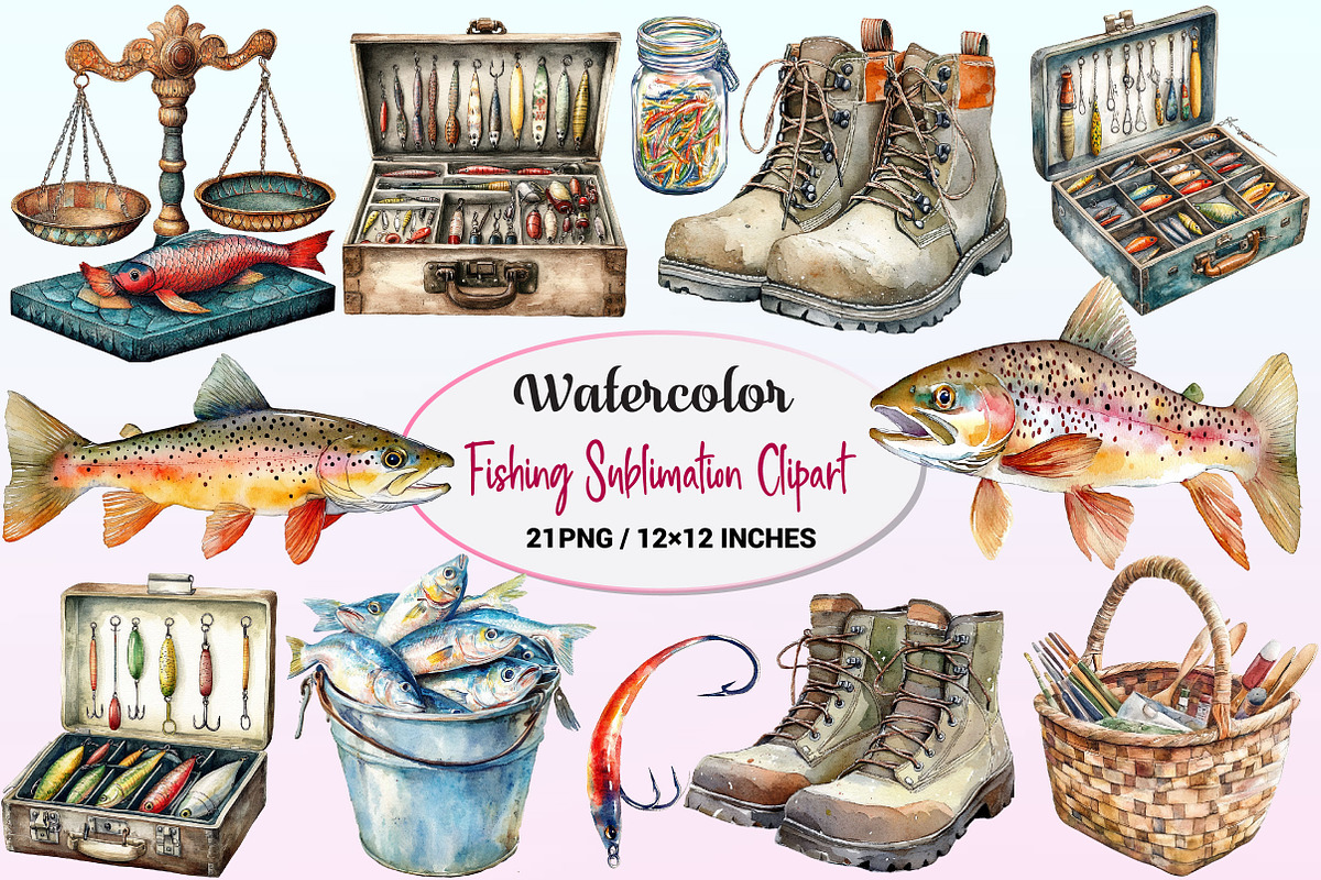 Fishing Sublimation Clipart, a Graphic by CitraGraphics (Photo 1 of 4)