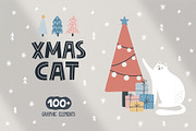 Modern Christmas. Cats & Lettering, an Object Graphic by MaNechaeva (Thumbnail 1 of 14)