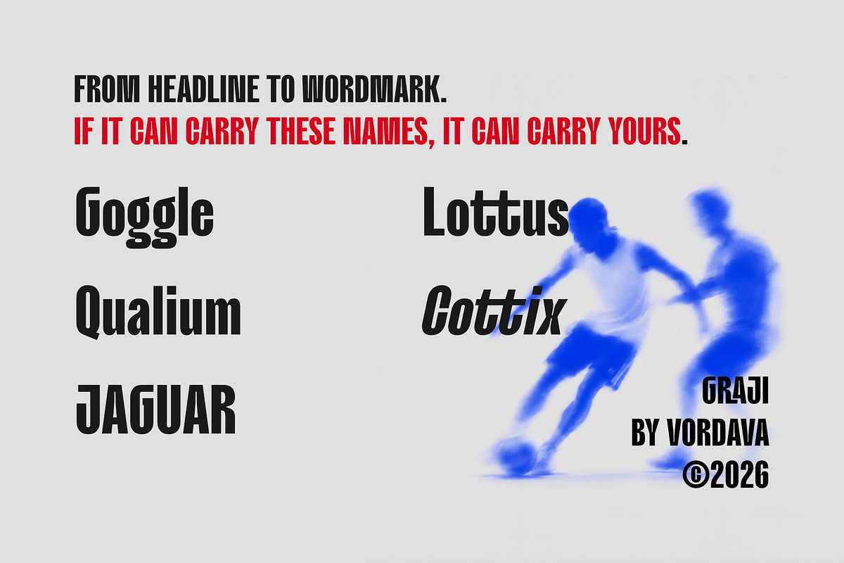 Graji – Bold Condensed Sports Font, a Sans Serif Font by Satriyo Atmojo (Photo 5 of 7)
