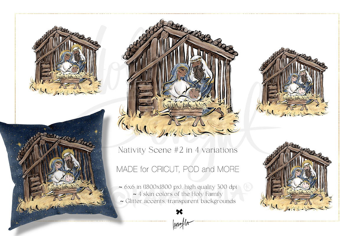 Nativity Scenes Holy Family Clipart, a Seasonal Illustration by KaramfilaS (Photo 7 of 12)