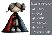 Whimsical Girl Clipart, an Illustration by Pixels.Craft (Thumbnail 3 of 6)