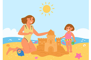 Mother and daughter building, an Illustration by Vectorbuum