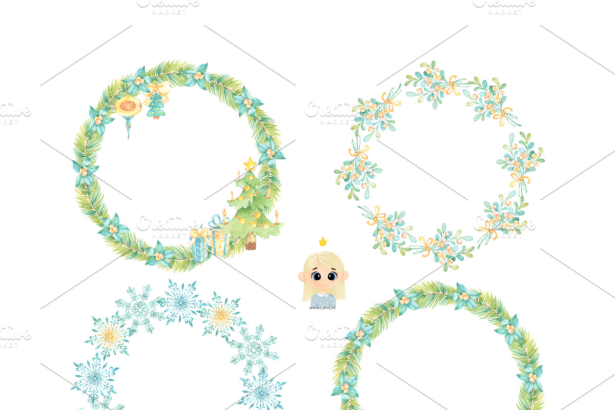 Christmas Watercolor Clipart, a Decorative Illustration by Natalya_Mona_Art (Photo 6 of 8)