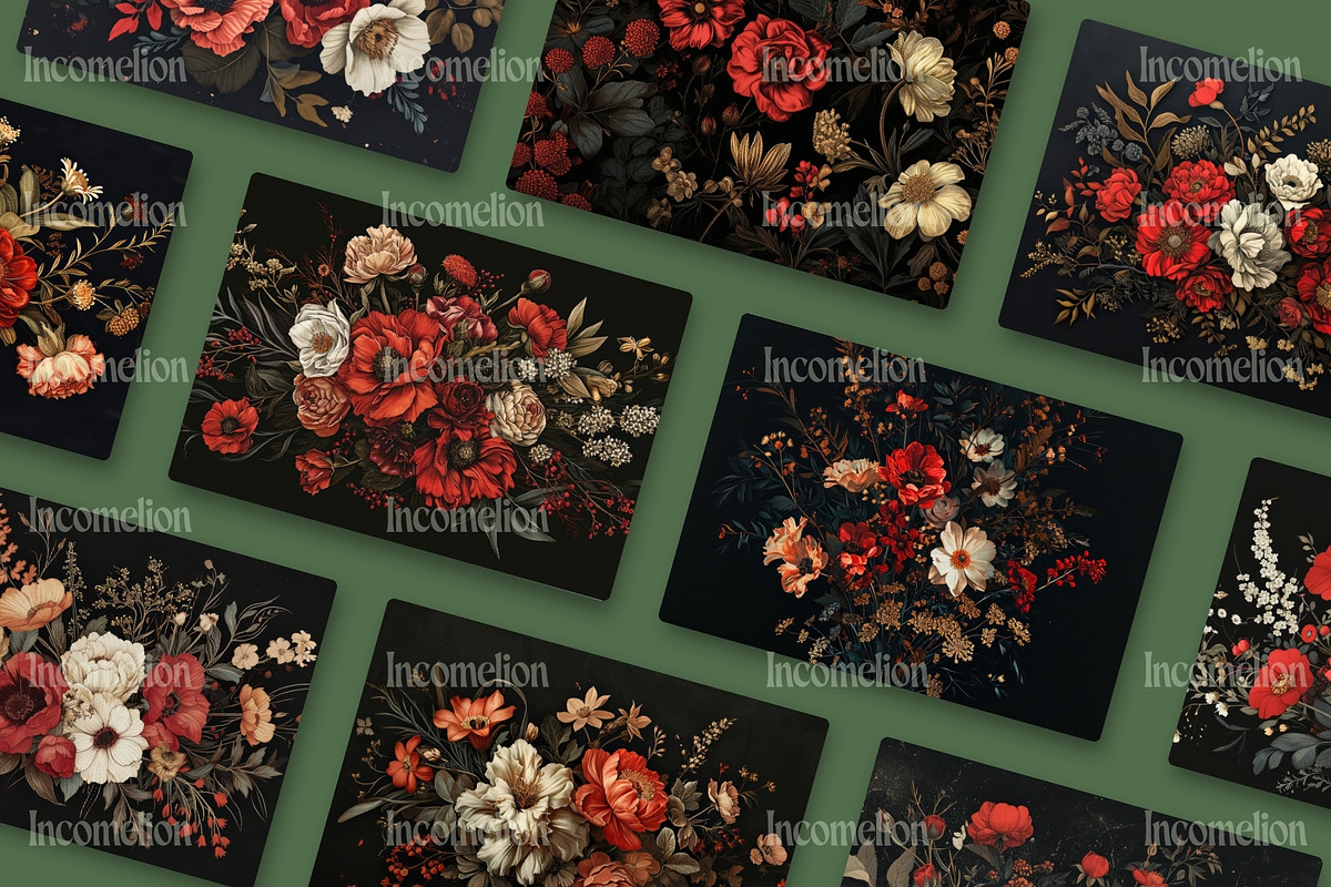 15 Dark Botanical Backgrounds, a Wallpaper Graphic by Incomelion (Photo 3 of 6)