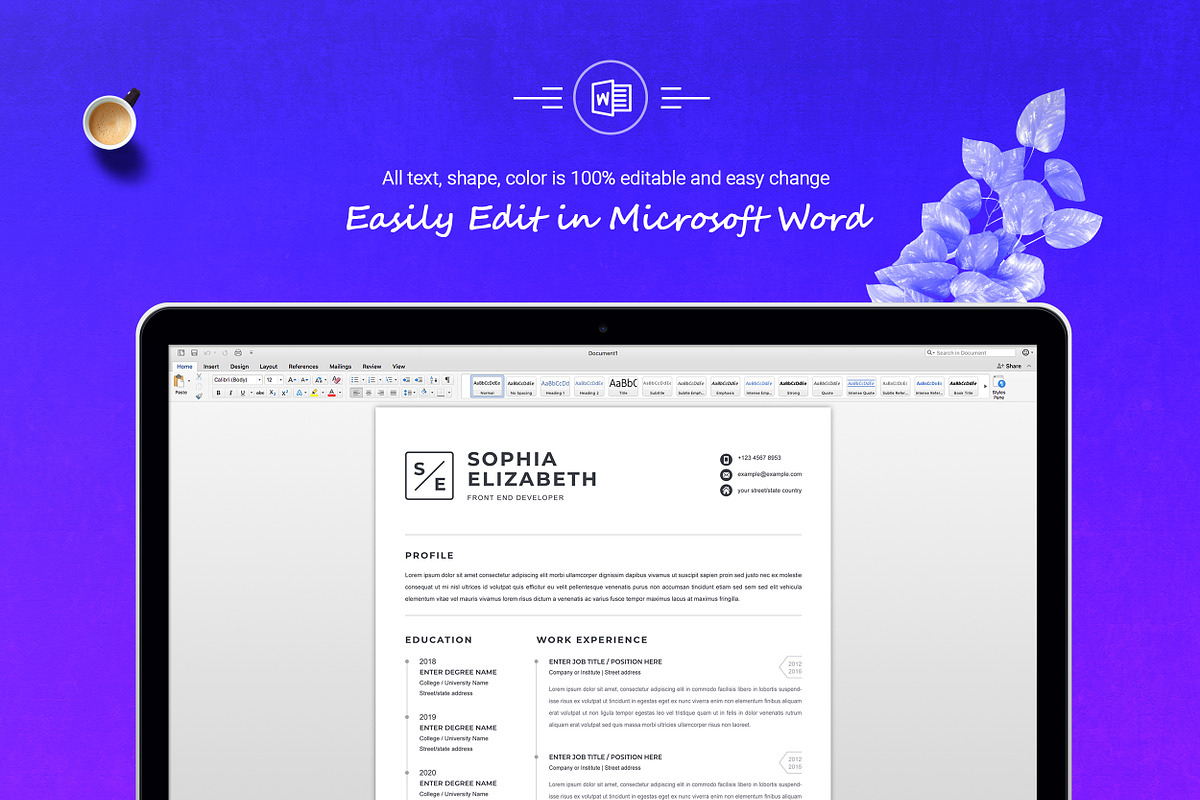 Simple & Clean Word Resume Template, a Resume Template by ResumeInventor