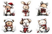 Cute Pastel Animal Christmas Clipart, an Illustration by Daily.Designs (Thumbnail 2 of 5)