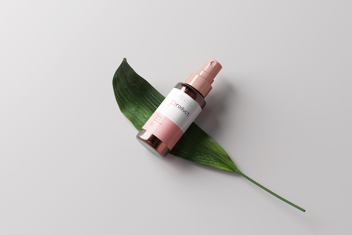 Amber Glass Spray Bottle Mockup, a Cups & Container Mockup by pmvch (Photo 5 of 6)