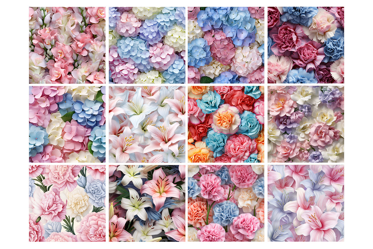 3D Pastel Flower Seamless Pattern, a Pattern Graphic by Forhadx5 (Photo 6 of 11)