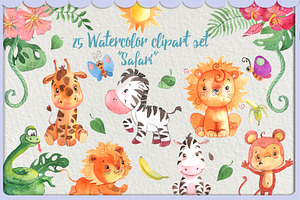 African Safari Animals Clip Art Kit