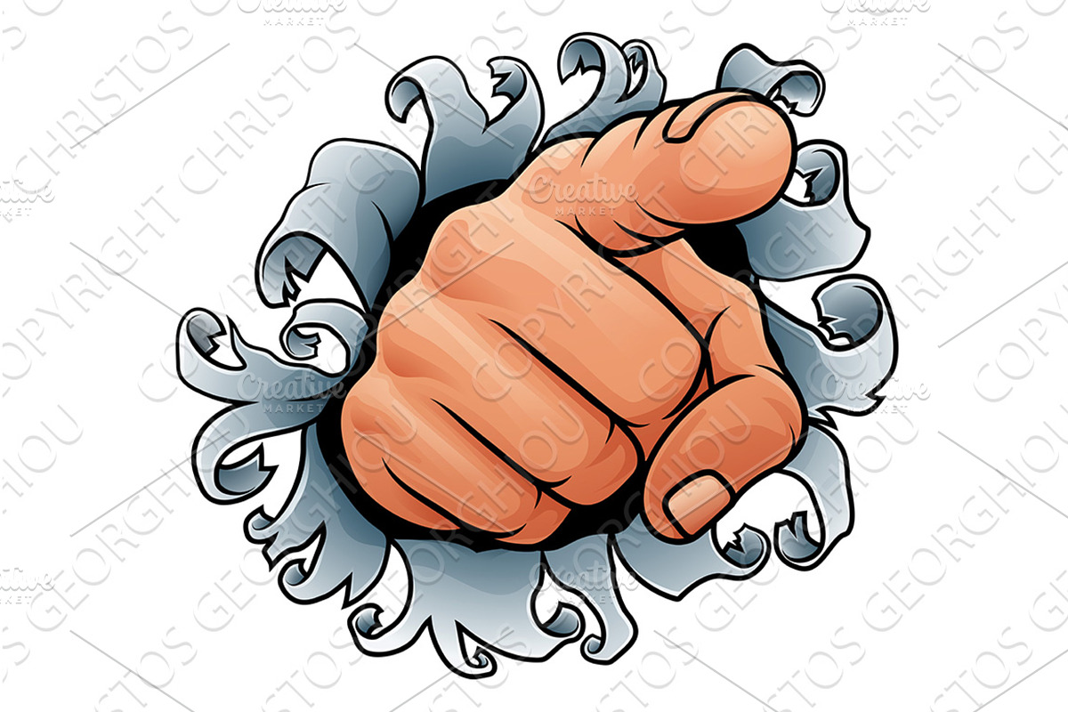 Want You Pointing Finger Cartoon, a Person Illustration by Christos Georghiou