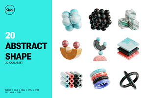 Marble Abstract Shape 3D Icon Set, an Object 3D Model by SLAB! Design