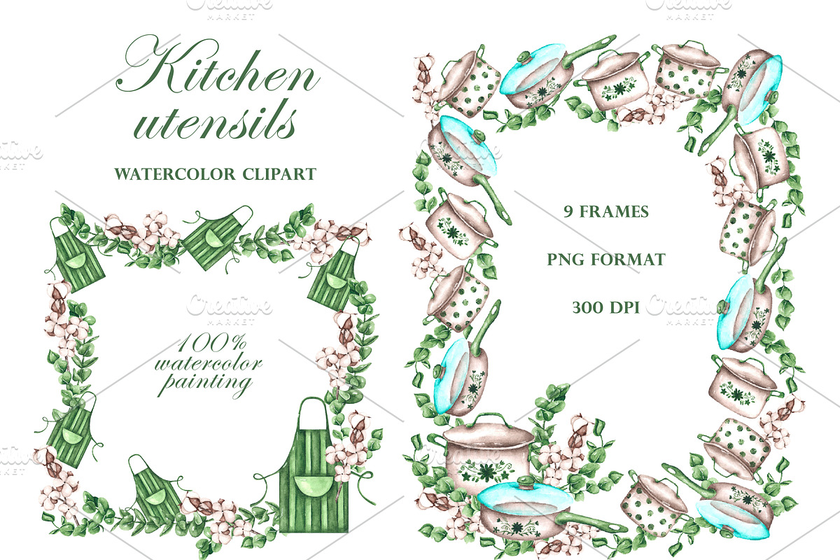 Kitchen watercolor set. Cookbook, an Illustration by SabinaWatercolorArt (Photo 9 of 16)