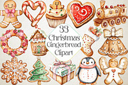 Watercolor Cute Christmas Gingerbrea, an Illustration by DreamPrint404 (Thumbnail 1 of 7)