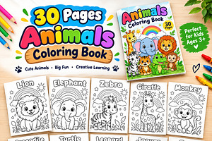 Animal Coloring Book Kids 30 Page
