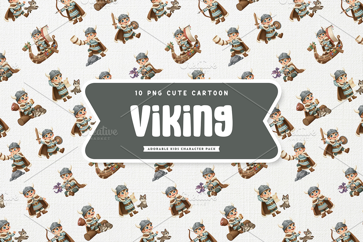 Friendly Viking Kid Cute Cartoon, a Person Illustration by Gohsantosa (Photo 2 of 4)