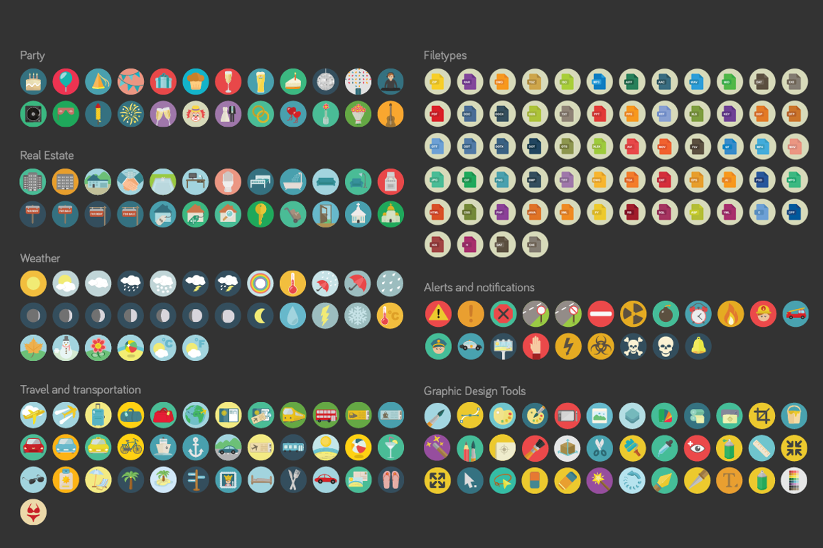 2500 Flat Icons Ai | PSD | SVG |PNG, an Icon by Vectopus.com (Photo 3 of 5)