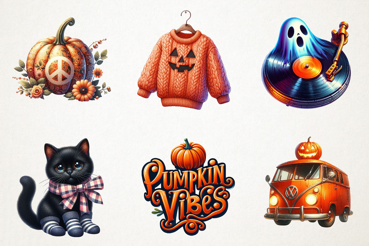 Retro Fall Halloween PNG Clipart PNG, an Illustration by RobertsArt (Photo 7 of 7)