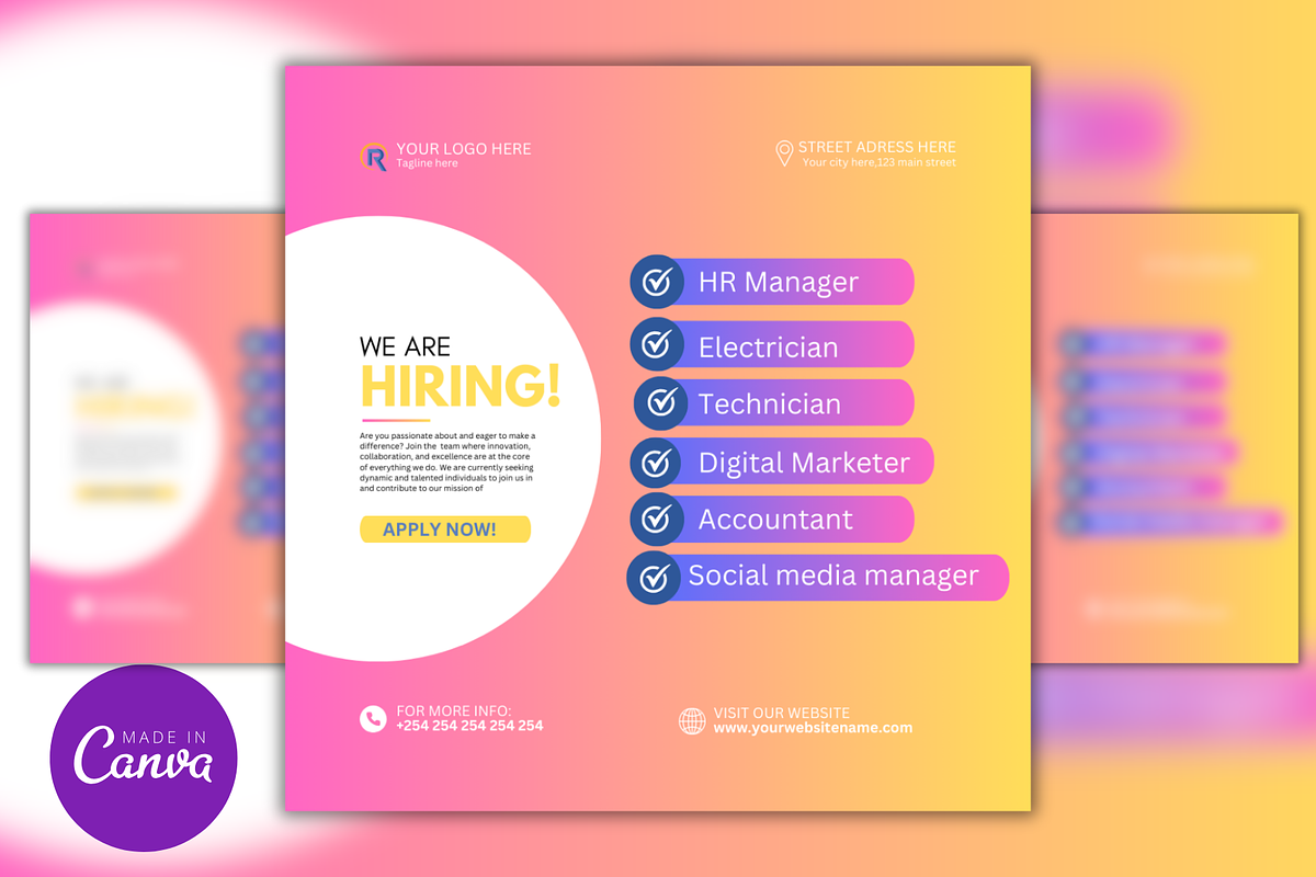 We Are Hiring Canva Design Template, a Social Media Template by Mishek Munene (Photo 1 of 3)