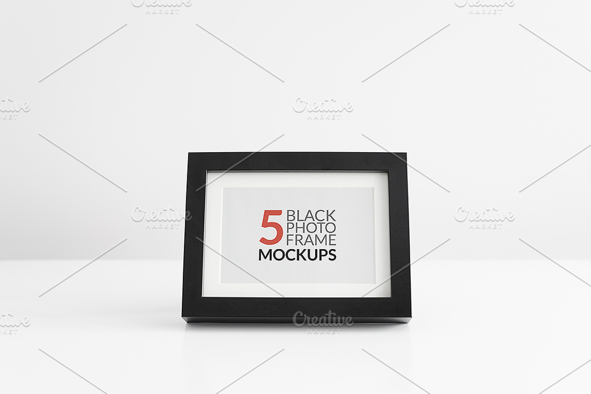 5 Black Photo Frame Mockups, a Print Template by Gabor Monori (Photo 5 of 5)