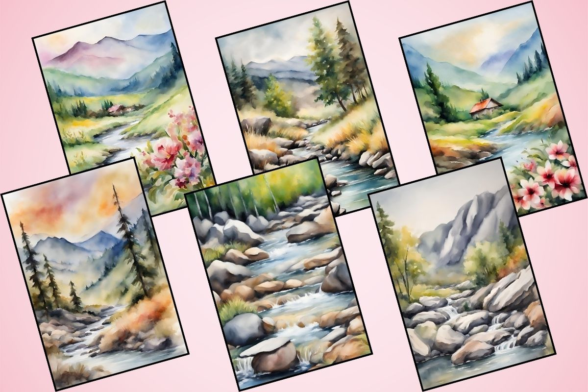 Landscape Reverse Coloring Pages, an Illustration by Catchy Ideaz