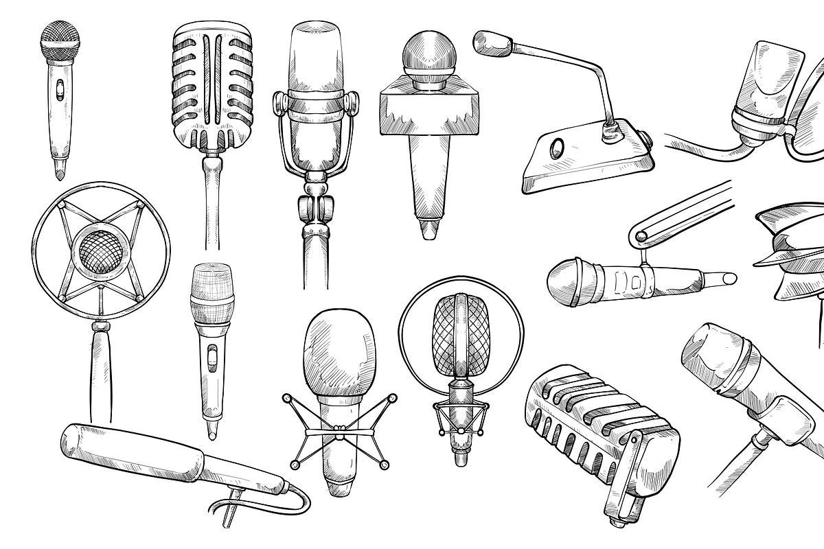 microphone type handdrawn collection, an Object Graphic by nikagraphic