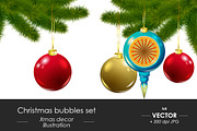 Christmas bubbles set, an Illustration by OKart.studio