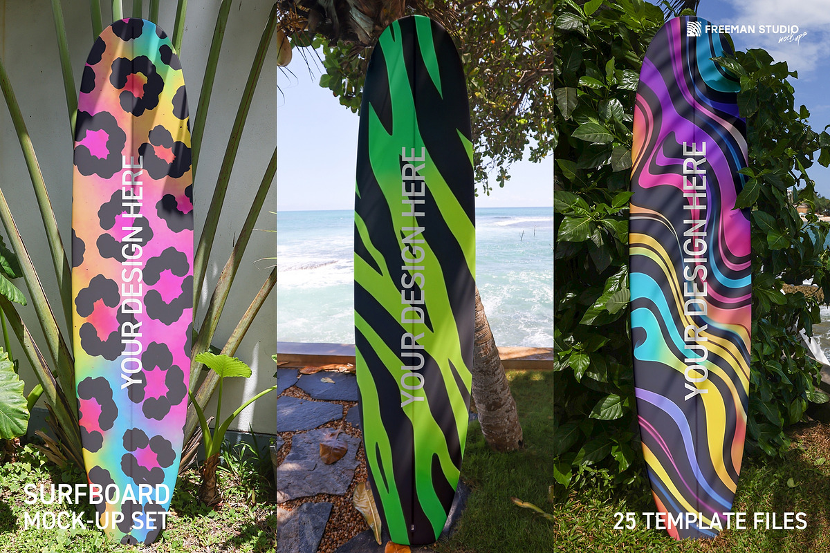 Surfboard Mockup Set, a Merchandise Mockup by Freeman Studio (Photo 1 of 16)