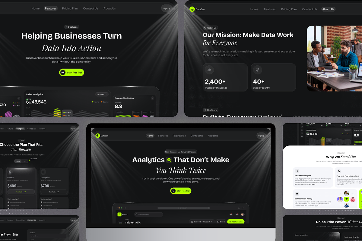 DataZen-Analytics SaaS Website ui, a Landing Page Template by Brix Lab (Photo 3 of 13)