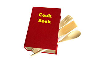 Red cook book isolated, a Photo by saiko3p