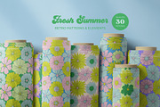Fresh Summer Retro Floral Patterns, a Pattern Graphic by Tiger and Flower (Thumbnail 1 of 20)
