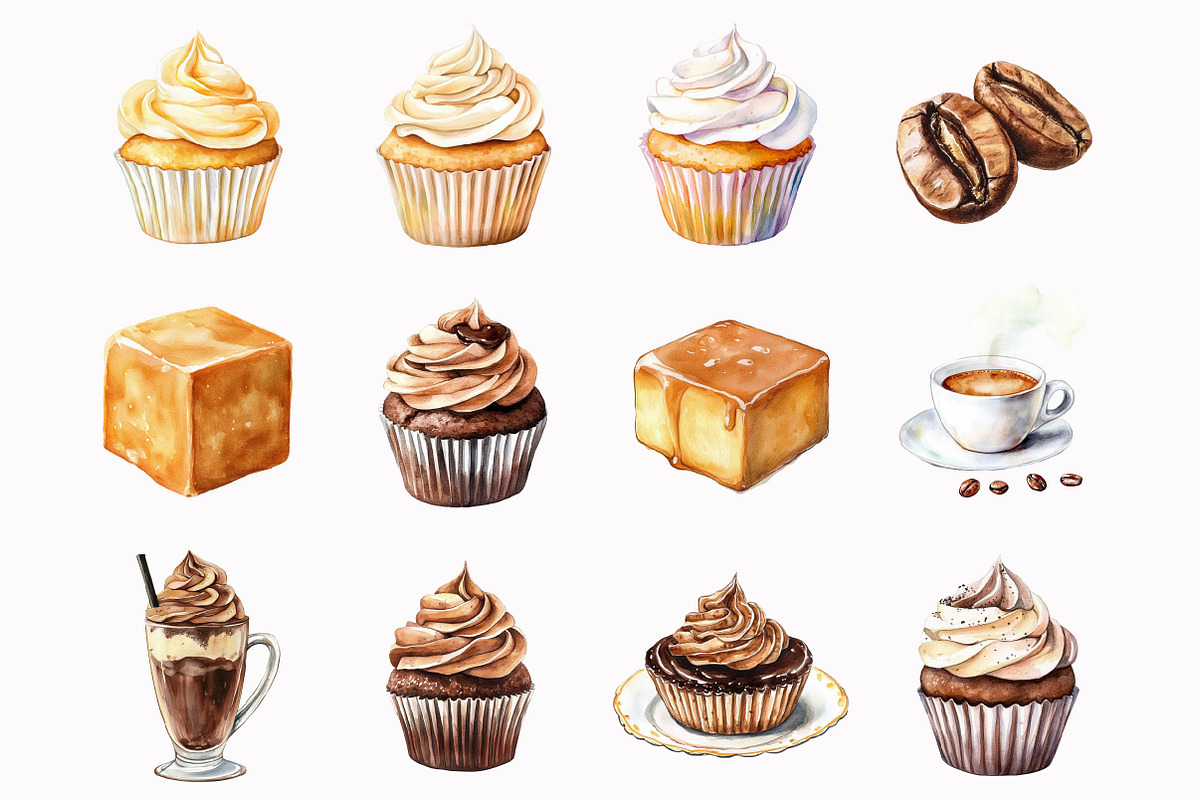 Watercolor coffee Clipart, an Illustration by Design Market (Photo 3 of 5)