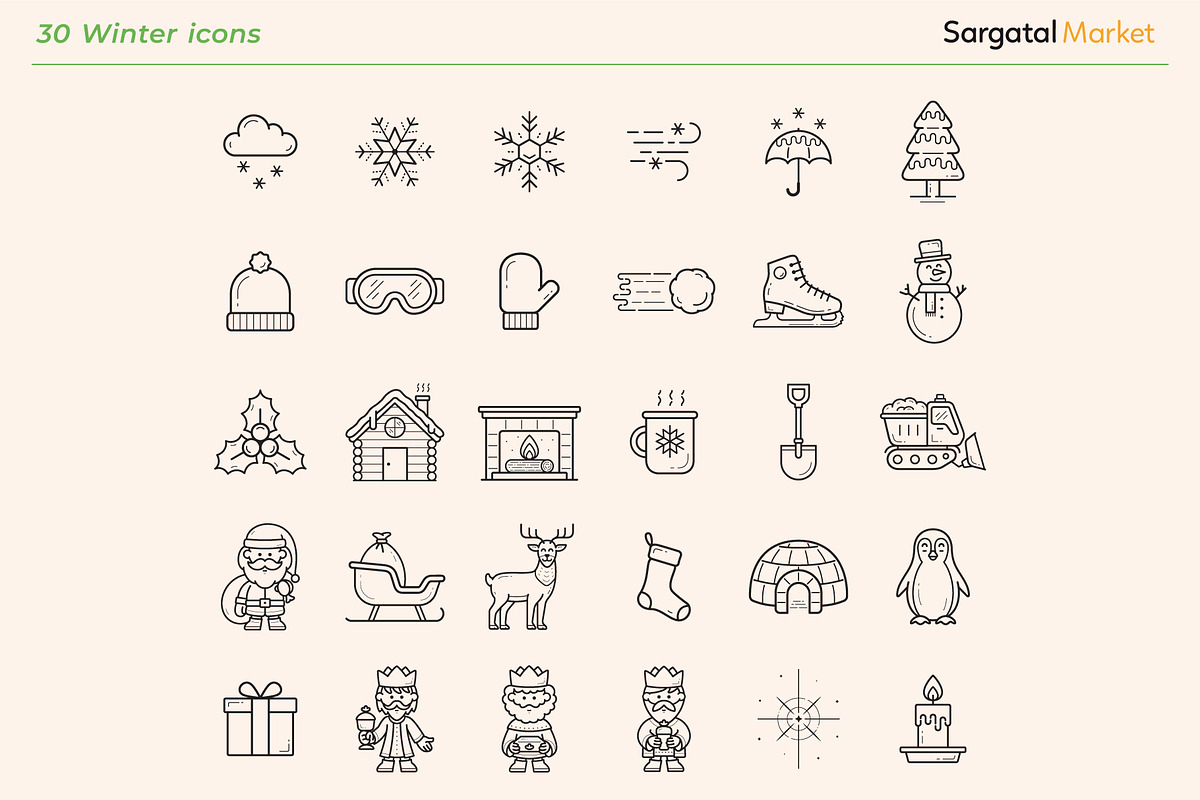 Four Seasons Outline Icons BUNDLE, an Icon by Sargatal (Photo 2 of 7)