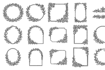 Hand Drawn Floral Frame Collection