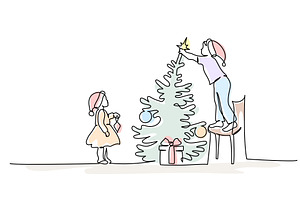 Kids,boy and girl decorate Christmas, a Person Illustration by Valenty