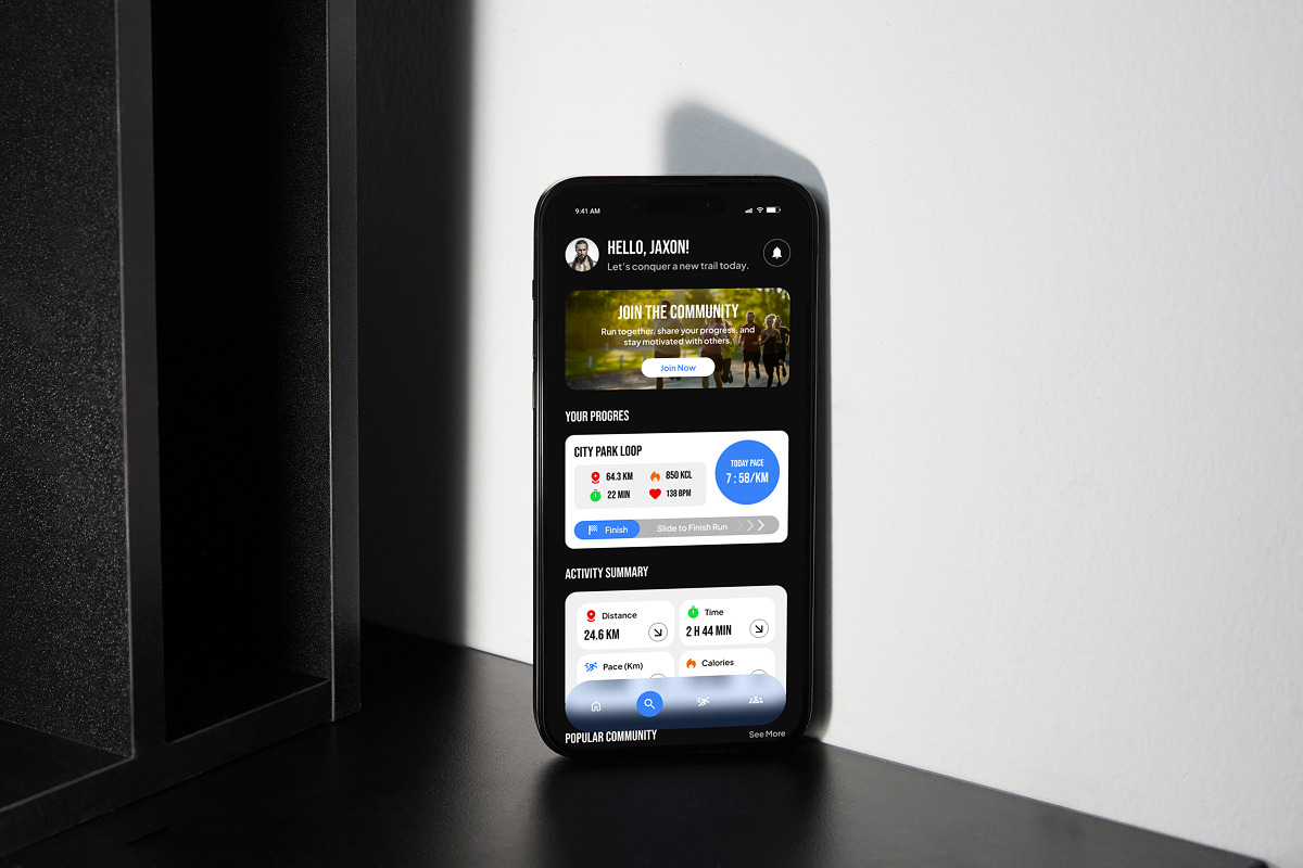 Tracksy - Outdoor Fitness Tracker UI, an App Template by trabaskriya (Photo 5 of 5)