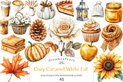 Cozy Caramel & White Fall Clipart, an Illustration by DreamCafeArt (Thumbnail 1 of 5)