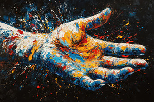 Colorful Hand Reaching Out Abstract, a Photo by Pixeness Studio
