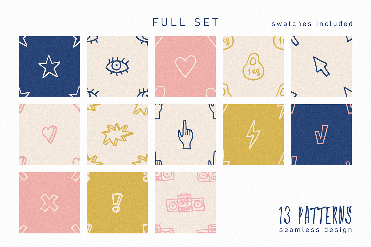 13 Hand Drawn Patterns, a Pattern Graphic by CuteDreamyDesign (Photo 7 of 7)