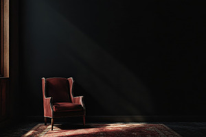 Elegant living room with dark black, a Photo by Pavel_design