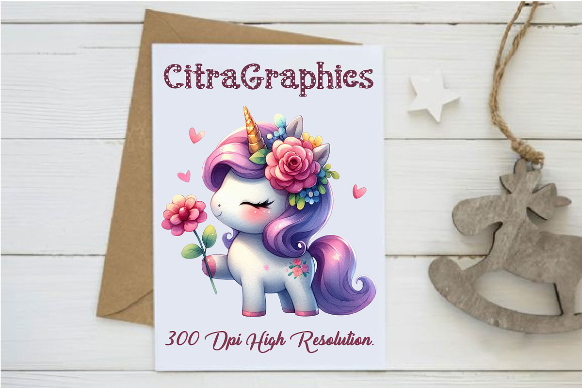 Cute Pastel Unicorn with Flowers, an Illustration by CitraGraphics (Photo 5 of 6)