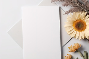 mockup boho style empty white card, a Background Photo by Virgo Studio
