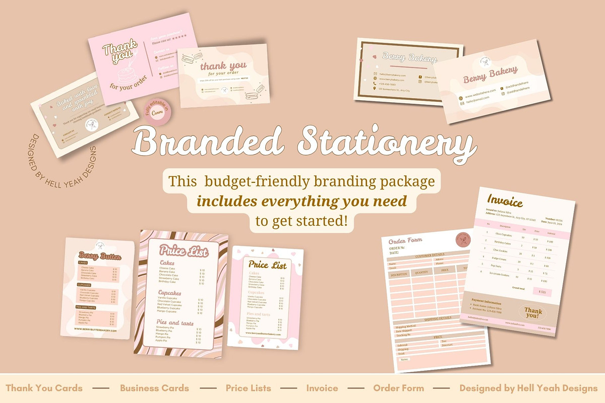 Bakery Brand Stationery Bundle, a Stationery Template by Hell Yeah Designs (Photo 2 of 12)