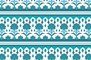 Teal Border Floral Seamless Repeat, a Pattern Graphic by Sharon Schwalbe