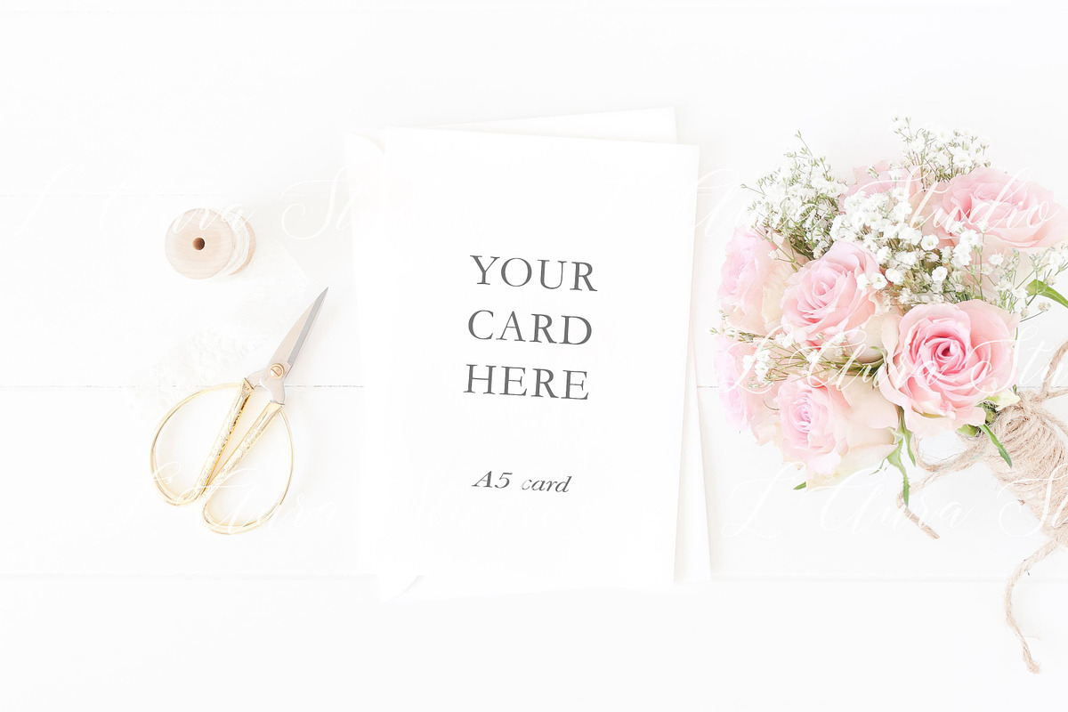 A5 card mockup - wedding stationery, a Print Template by L'Aura Studio