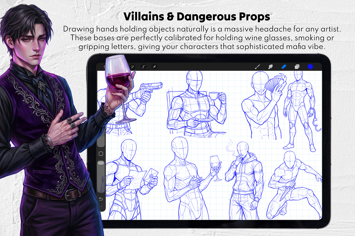Dark Romance Male Procreate Stamps, a Brush Add-On by Selentaori Studio (Photo 6 of 12)