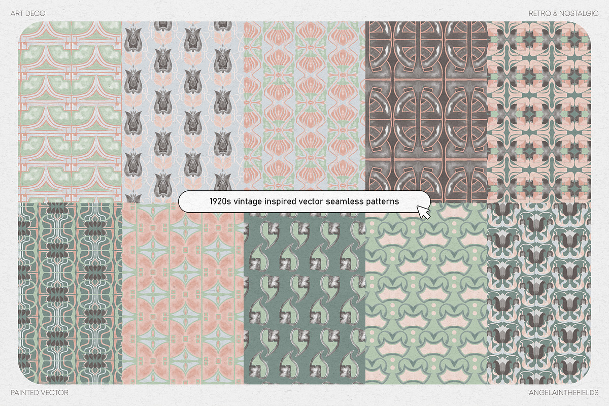 Art Deco Vector Pattern Set, a Texture Illustration by angelainthefields (Photo 3 of 8)